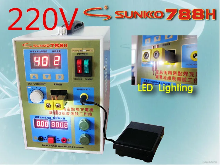 

220V Pulse Battery Spot Welder 788H(788+)Welding Machine Micro-computer Battery Charger +Battery clamp +Nickel sheet many gifts