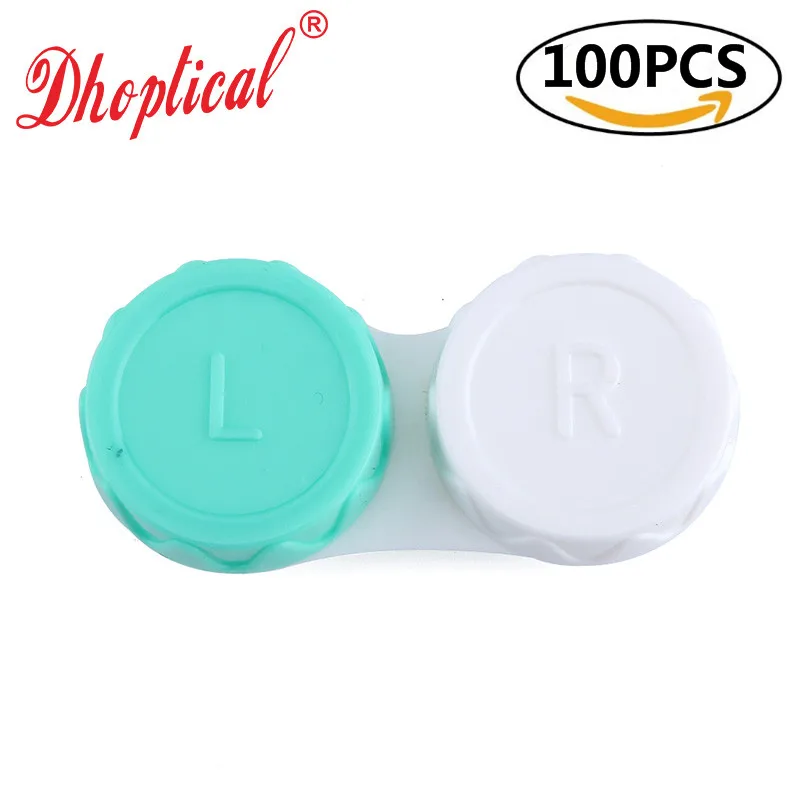 100 шт Футляр для контактных линз оптом низкая цена красочные аксессуары для очков магазин по dhoptical - Цвет: Зеленый