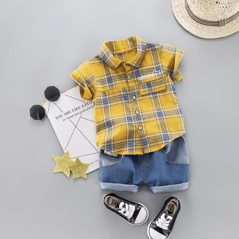 

Children clothing summer boys clothes sets 2019 new boy fashion striped splice t-shirts+short pants 2pcs for kids casual suits