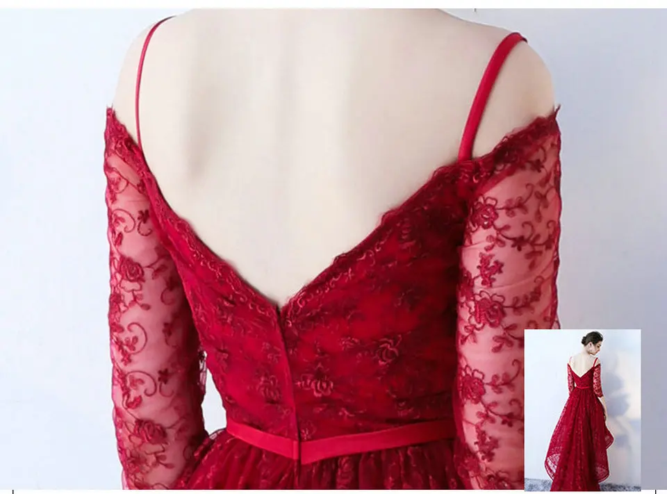 long sleeve prom & dance dresses LAMYA High Low Prom Dress Boat Neck With Half Sleeve Evening Party Dresses Women Black Lace Formal Gown Gown Robe De Soiree lavender prom dresses