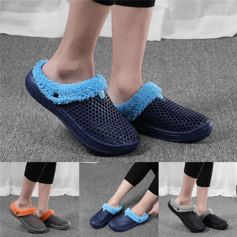 

2019 Couple Men Winter Home Slippers Keep Warm Non-slip Indoors Bedroom Floor Shoes terlik Mans footwear 40JA29