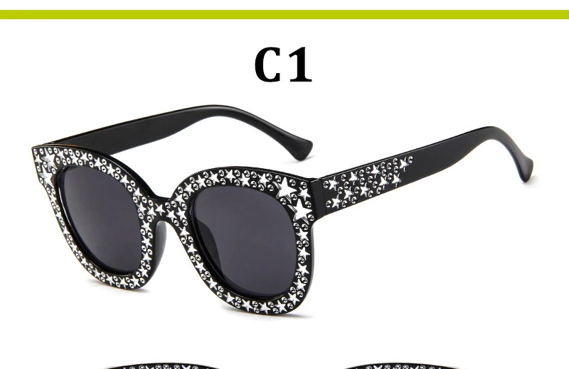 Shiny Stars Sunglasses Women Vintage Retro Square Shape Oversized Sun Glasses Fake Rhinestone Star Shades UV Protection oversized square sunglasses