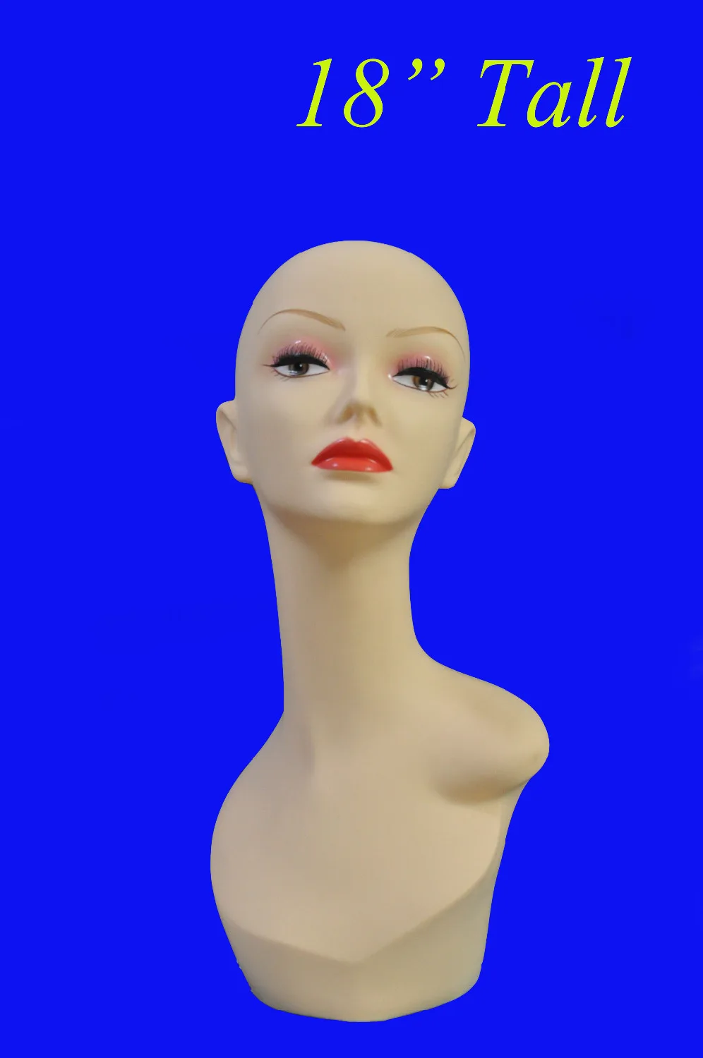 18" tall Plastic PVC mannequin manikin styrofoam head display wig
