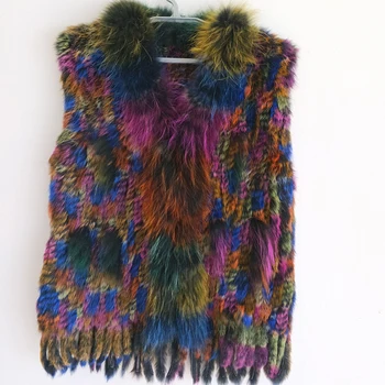 

HSPL Knitted Fur Vest Sleeveless For Women With Tassel For 2018 Spring New Fashion Waistcoat Elegant For Lady Vests Outwear