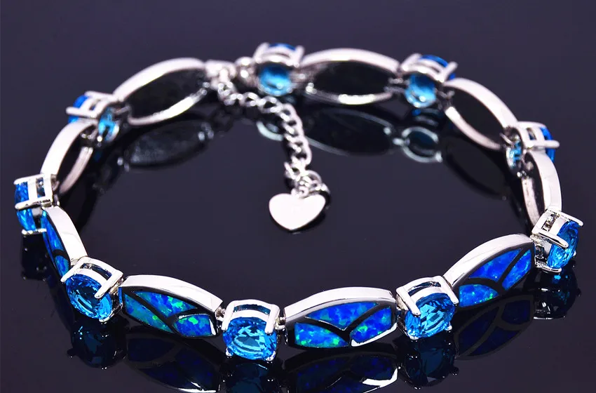 И розничная Мода тонкий синий огненный опал браслет с драгоценными камнями ювелирные изделия из серебра Вечерние Подарки для женщин BNT170919004