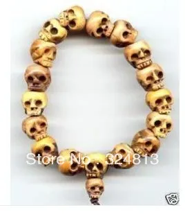 

Tibetan Bone Carved skull Prayer Beads Bracelet