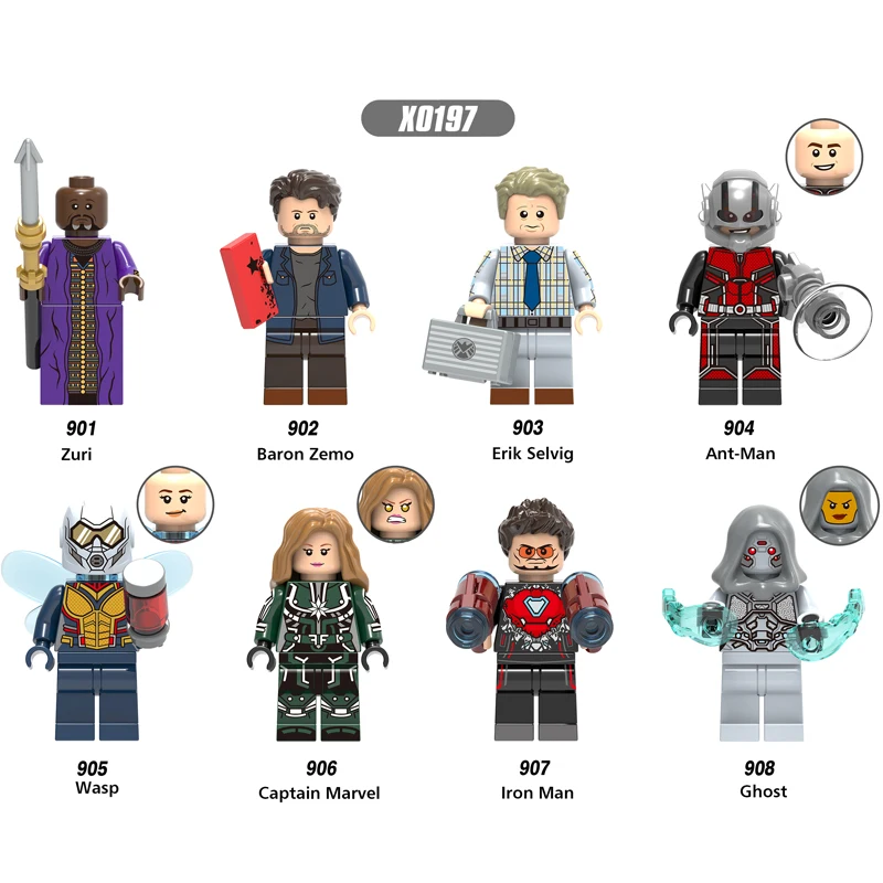 

Single Marvel Ant-Man and Wasp Ghost Captain Marvel Iron Man Zuri Baron Zemo Erik Selvig figure building blocks toy for children