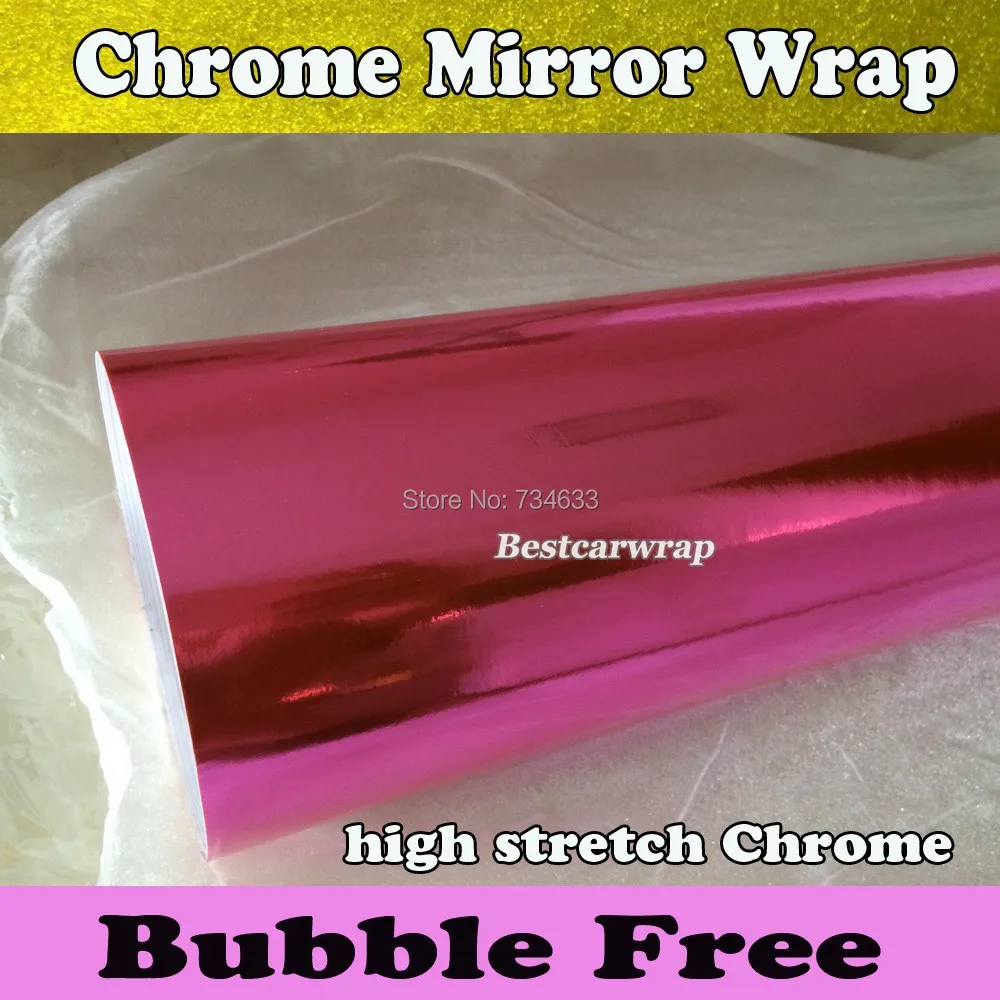 Premium Stretchable Chrome Mirror Pink Vinyl Wrap With Air Bubble Free Car Wrap Foil Chrome Pink