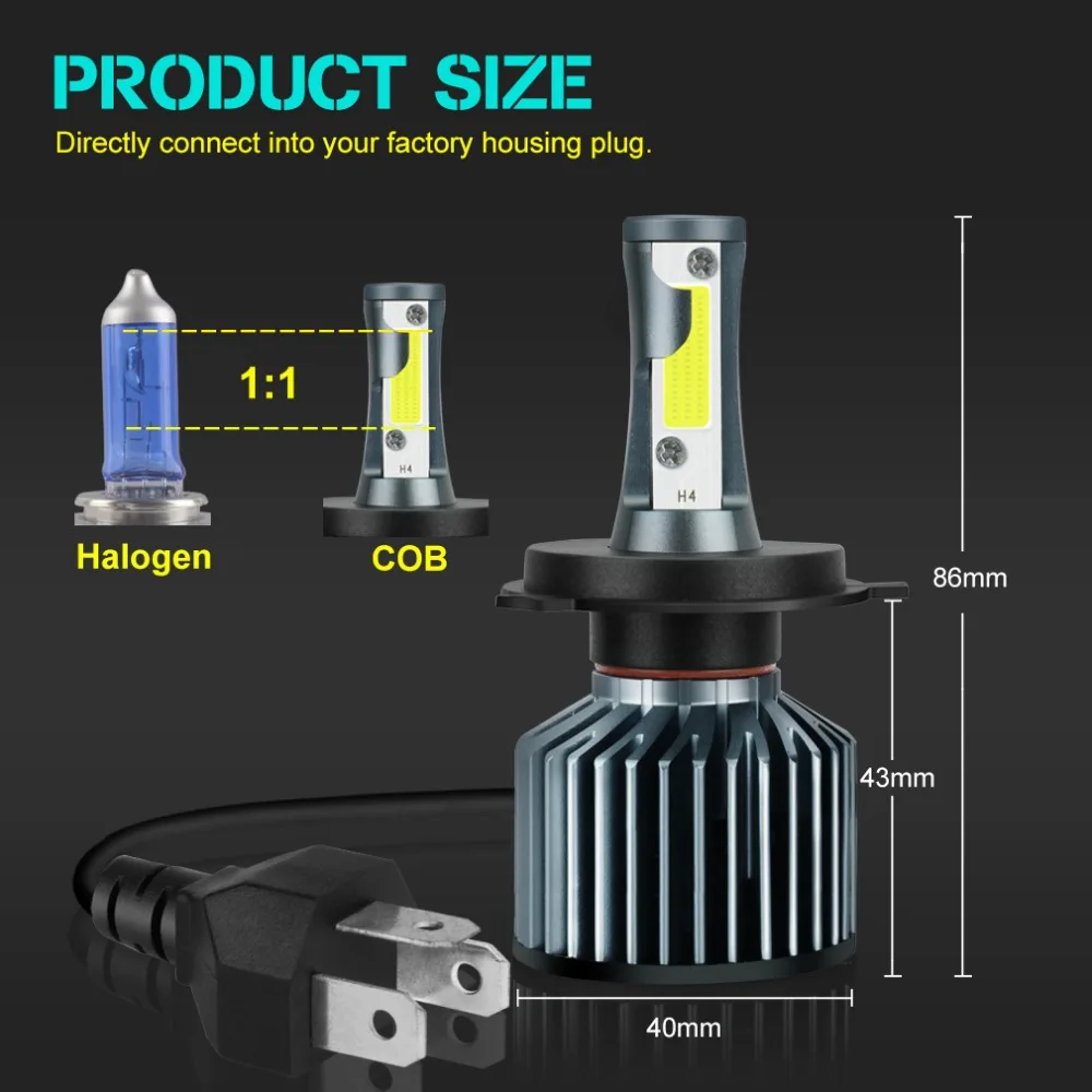Lâmpada de Led para Motocicleta Farol de Milha Branca para Dirigir Moto 6000k Luz Motocicleta 12v h4 35w 4000lm hi lo 8 Computers & Electronics
