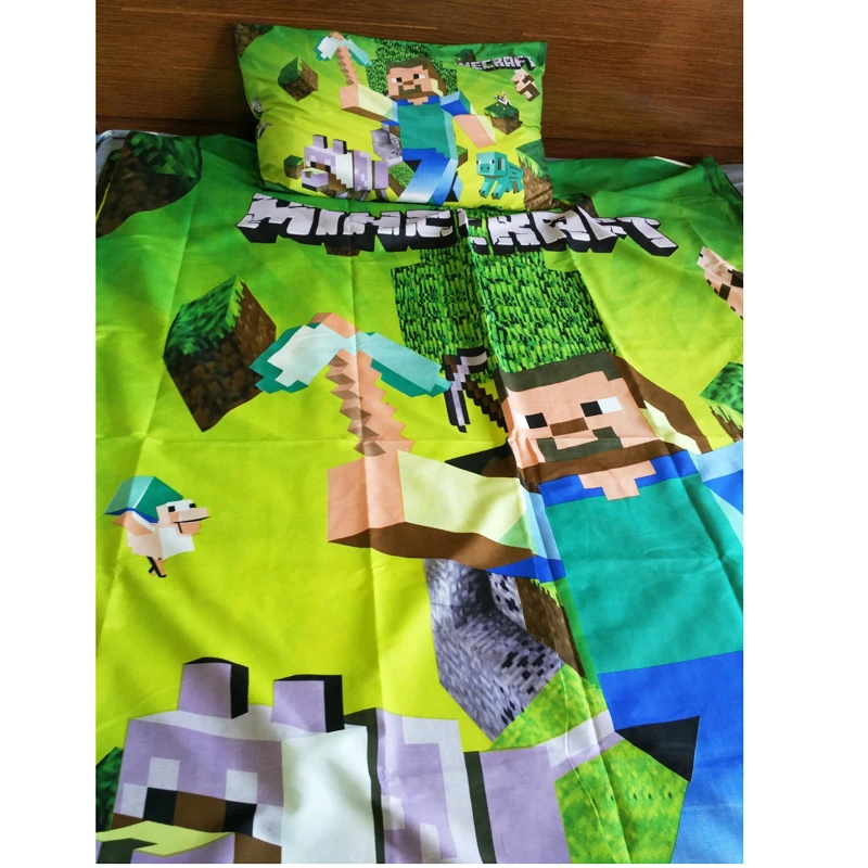 المنسوجات المنزلية Minecraft طقم سرير الكرتون البوليستر أغطية سرير للأطفال الأولاد هدية حاف الغطاء شقة ورقة سادات المنسوجات المنزلية Minecraft طقم سرير الكرتون البوليستر أغطية سرير للأطفال الأولاد هدية حاف الغطاء شقة ورقة سادات