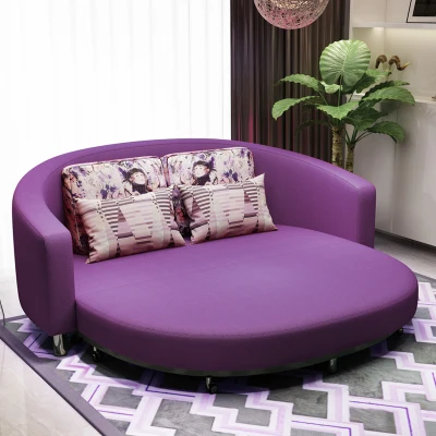 Двойной круговой складной диван-кровать ленивая ткань художественный диван многофункциональный маленькая семья может отпороть и мыть - Цвет: Пурпурный