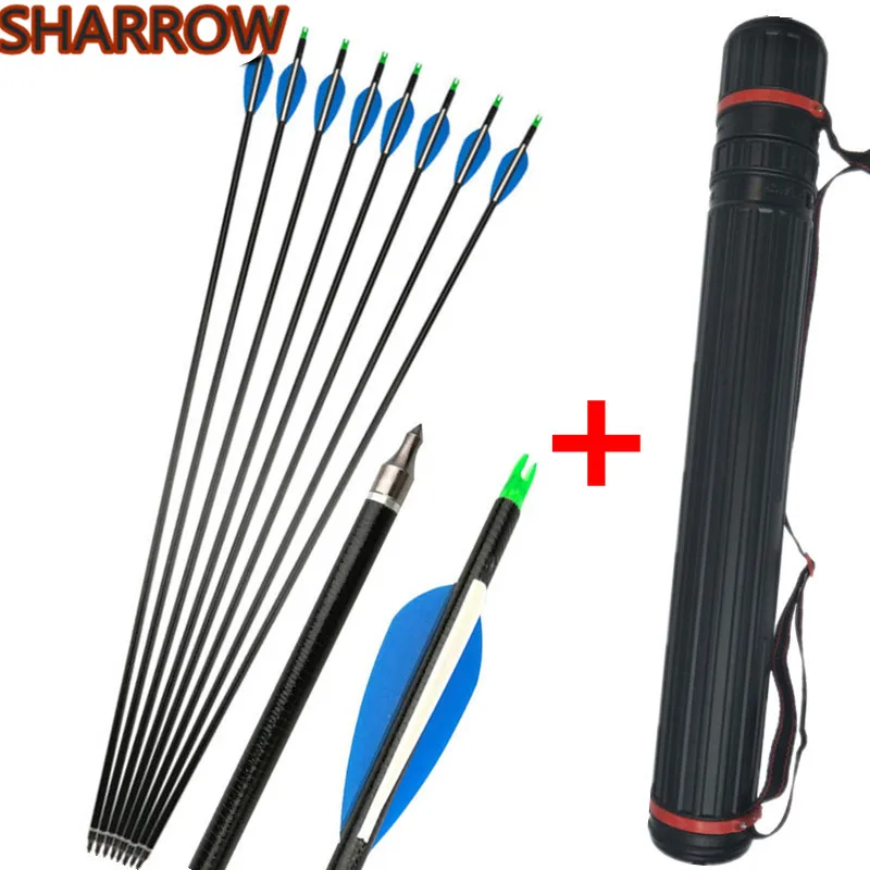 

12Pcs 30" Archery Fiberglass Arrows Spine 500 Glassfiber Arrow Broadhead With Arrow Quiver For Bow Practice Shooting Accessories