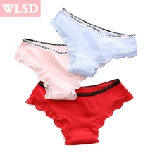 

Women's Cotton Panties Sexy Seamless Women Underwear Breathable Lace Briefs Girls Underwear Soft Bikini 3pcs/lot Underpants