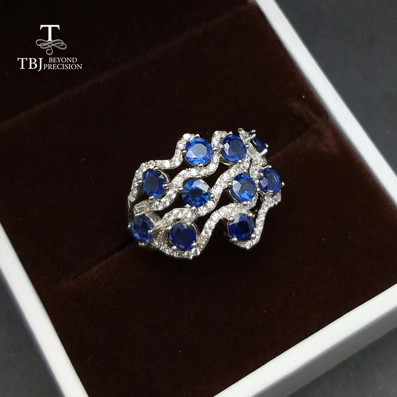 TBJ, Romantic design natural blue Sapphire gemstone ring ,good making ring in 925 sterling silver for women as birthday Gift
