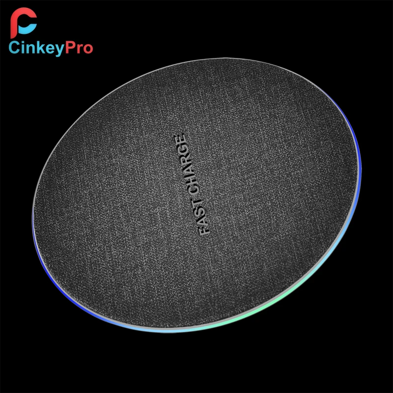 CinkeyPro Coth Wireless Charger Pad with LED Light 5W Charging for iPhone 8 X Samsung XiaoMi Charge Mobile Phone USB QI Device