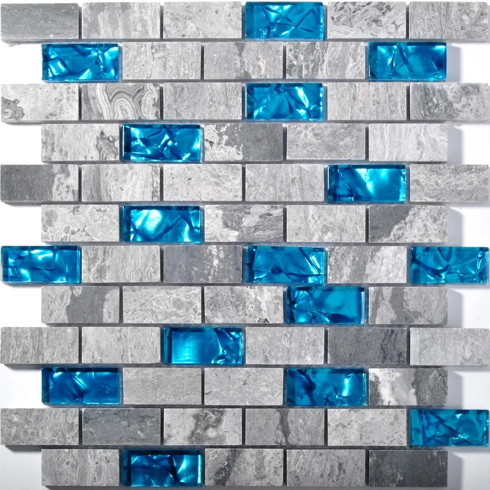 Subway 1x2 Glass Marble Blends Mosaic Tile For Kitchen Backsplash - Subway 1x2 Glass Marble Blends Mosaic Tile For Kitchen Backsplash