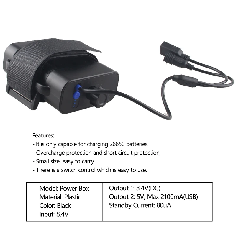 Водонепроницаемый велосипедный светильник, чехол для батареи 2x26650, коробка для хранения батарей, Мобильный Внешний аккумулятор, коробка для хранения с кабелем, светильник для велосипеда
