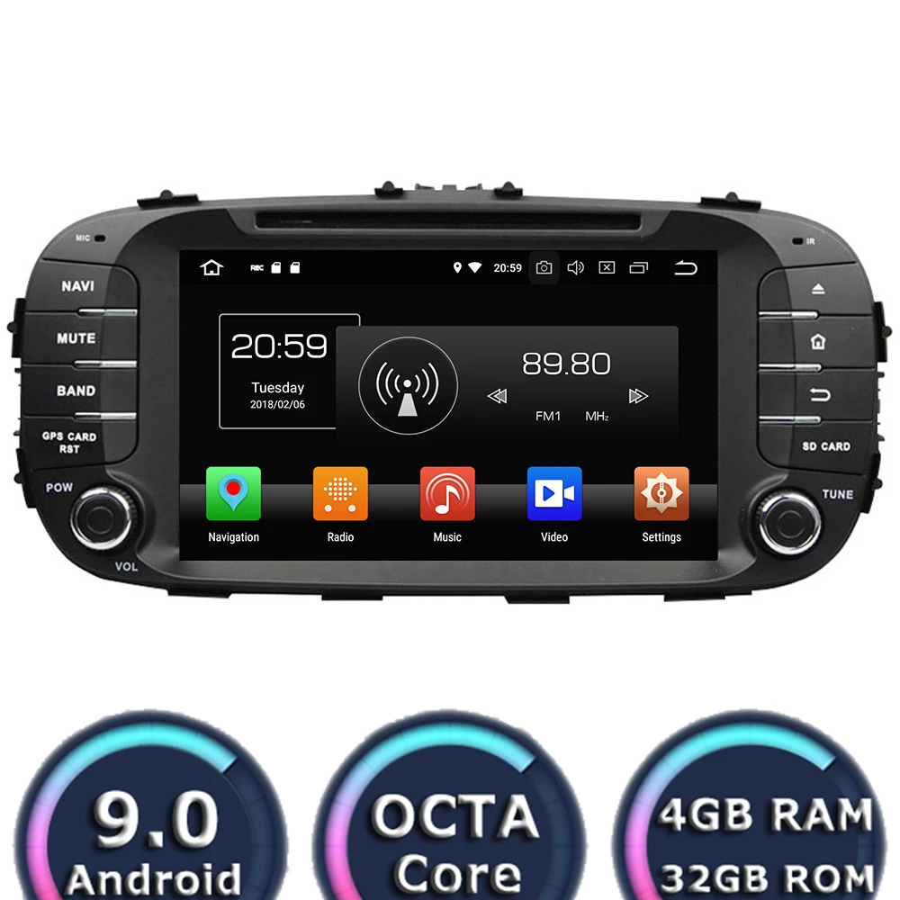 Roadlover Android 9 0 Восьмиядерный автомобильный DVD-плеер авторадио для KIA Soul 2014 Стерео GPS