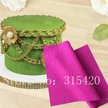 

Nicole E0108 38*58cm Sugar silicone mould lace bags mold for Crocodile leather sugar bags cake Impression lace mat baking tools