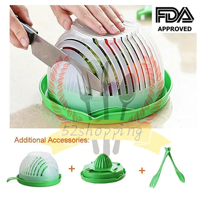 

Salad Cutter Bowl Upgraded Vegetable Cutter Bowl with Juice Maker Fork Spoon Easy Fruit Vegetable Mixing Maker Bowl