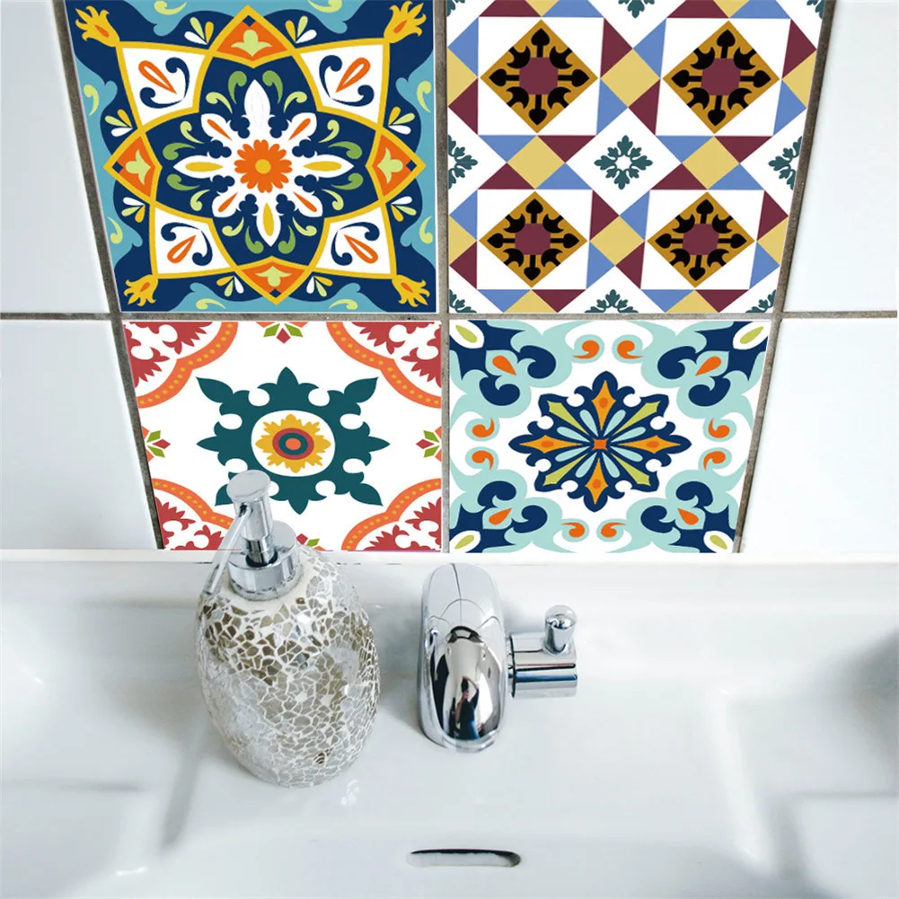 10 шт. 15*15 см/20*20 см плитка с марокканским узором ПВХ водонепроницаемые самоклеящиеся обои мебель для ванной комнаты DIY наклейки на Арабскую плитку