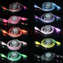 200 шт. яркий свет, LED 8Pin выдвижной usb-кабель наборы аксессуаров для телефонов для iPhone 5/5S/5C 6 plus, 7, 8, X Поддержка ios 11