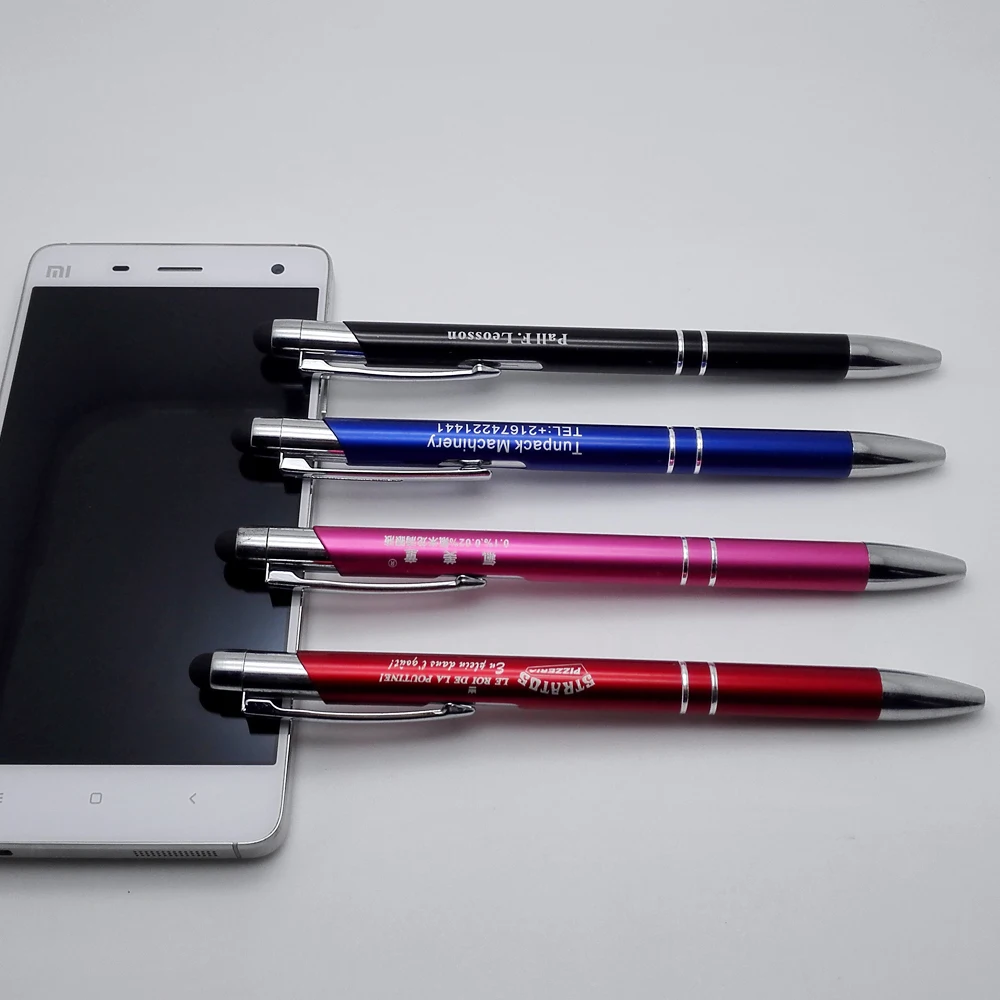 

200Pc High Quality Pen metal Ballpoint Pens 2 In 1 Crystal Stylus Pen Touch Pen for company new year gifts Free Shipping