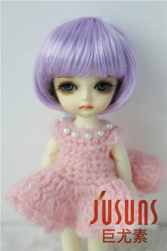 JD256 1/8 прекрасные куклы bjd парики Размер 5-6 дюймов короткие кукольные Парики Модные кукольные аксессуары - Цвет: Purple SM106