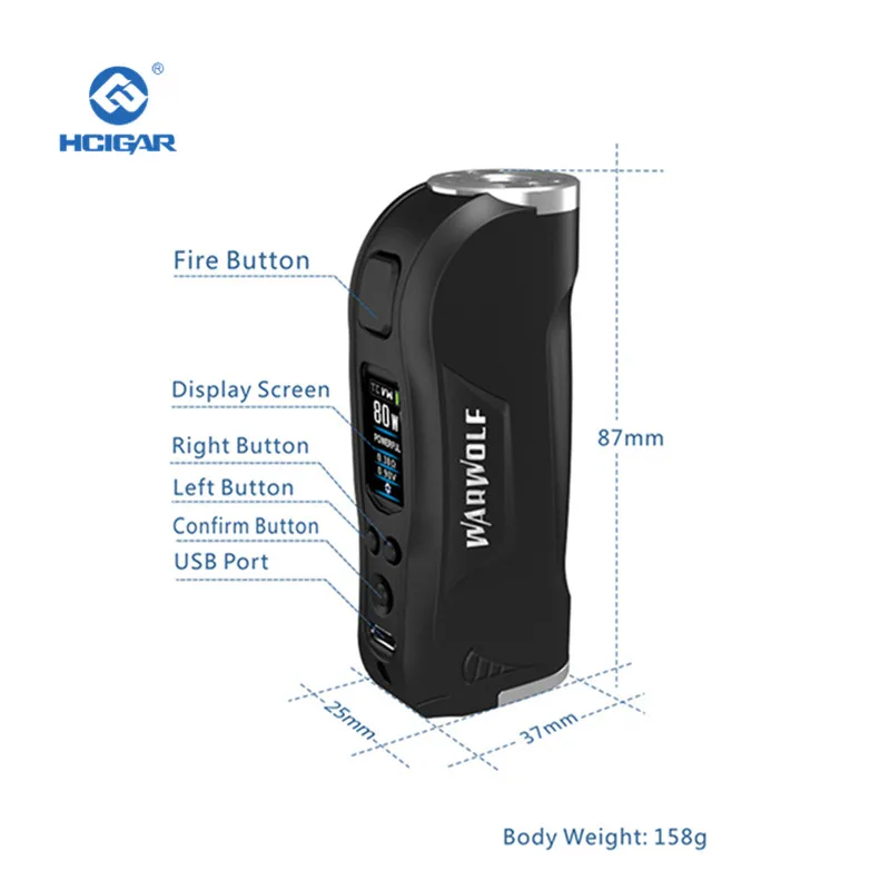 Оригинальный мод для электронной сигареты HCIGAR Warwolf мощность 1 80 Вт испаритель с