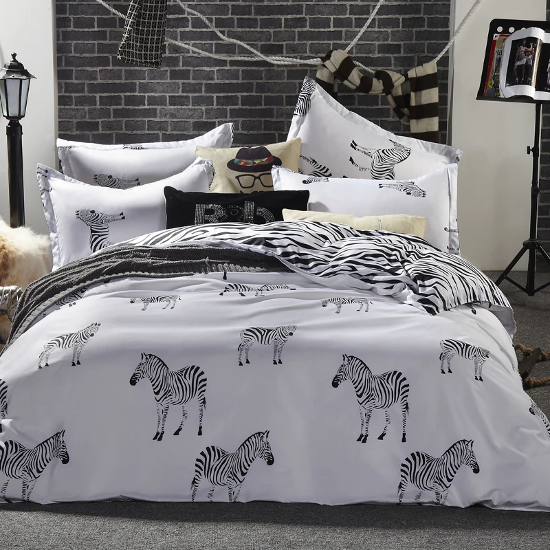 black and white zebra bedding set King queen double full single XL size