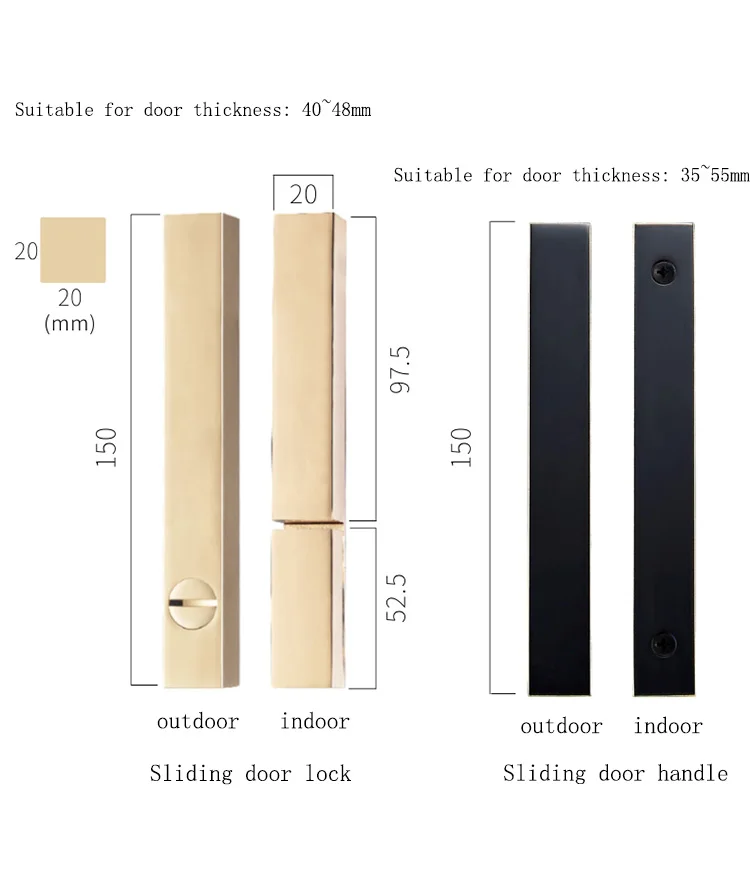 4 цвета/современный латунный Замок раздвижной двери в скандинавском стиле для ванной комнаты/кухни/балкона квадратный Замок раздвижной