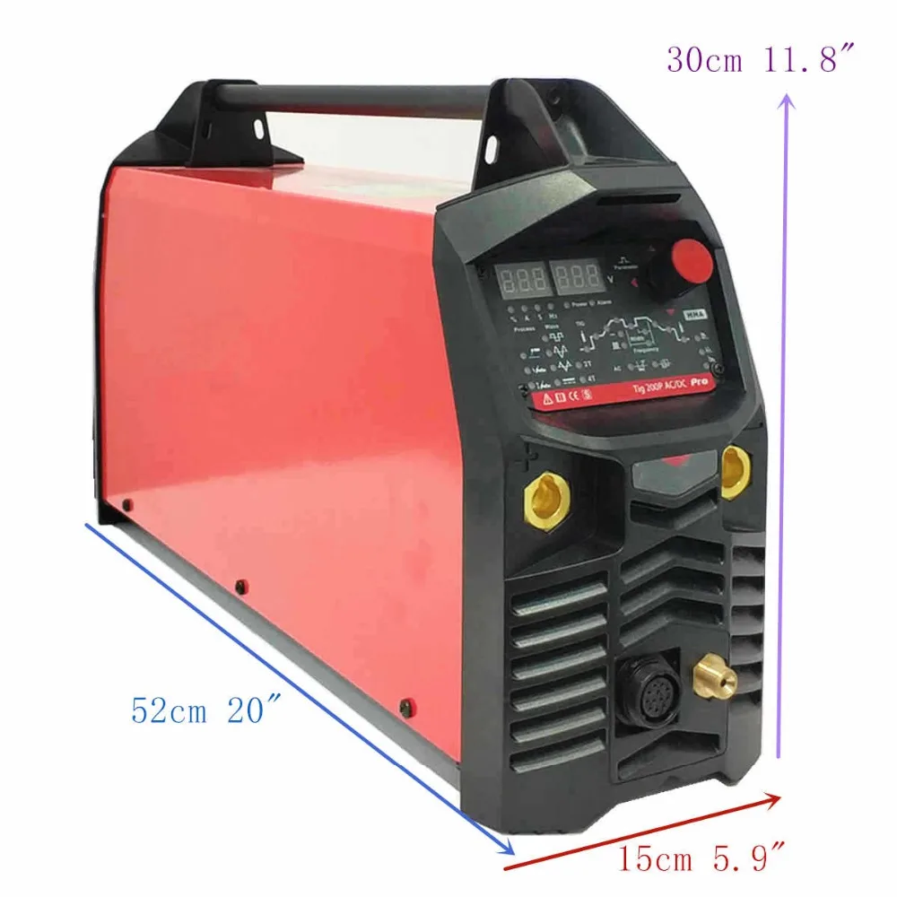 Алюминиевый сварочный аппарат AC DC 200A волна AC Частотный баланс Пульс педаль управления Горячий старт цифровой пульс ACDC TIG MMA сварочный