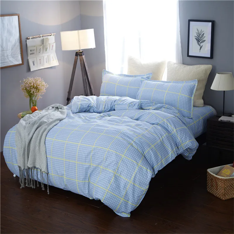 

Simple And Natural Fashion Four-Piece Quilt Cover Sheets Pillowcase Polyester Fabric Comfortable Soft Bedding