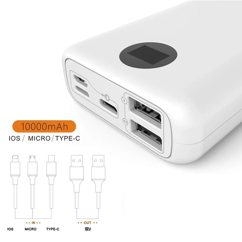 Портативный 10000 мАч Мини Внешний аккумулятор 2A двойной USB выход Тип C зарядное