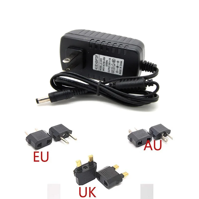 

AU EU UK US Plug AC100-240V To DC 24V 1A Power Supply Charger Adapter 5.5mmx2.1mm-2.5mm