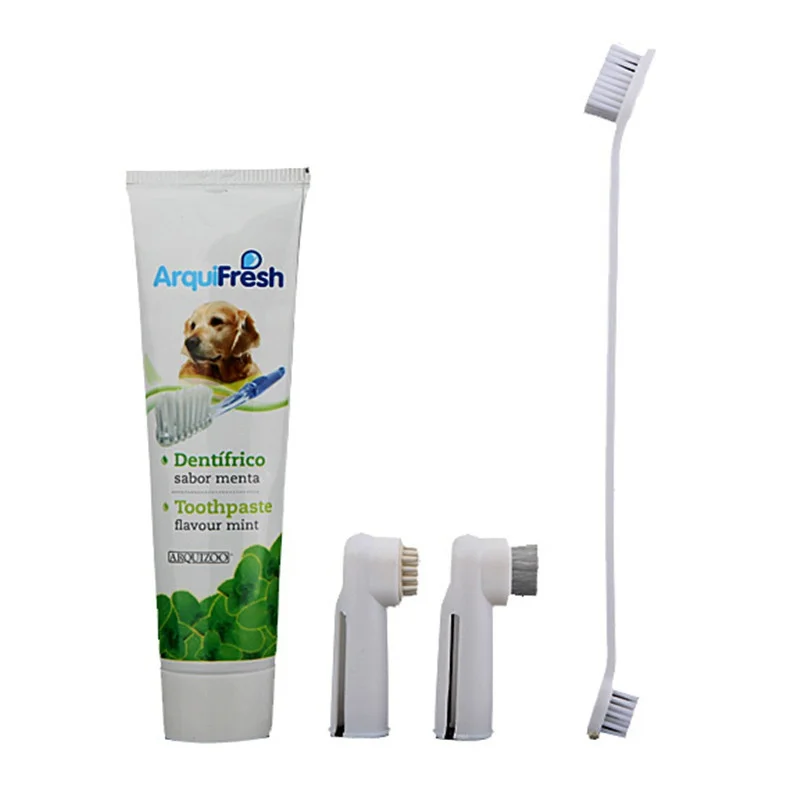 

Pet Dog Cat Puppy Toothbrush Toothpaste Sets Pet Hygiene Teeth Care Tooth Cleaning Supplies 1pc Toothpaste + 2pcs Toothbrushes