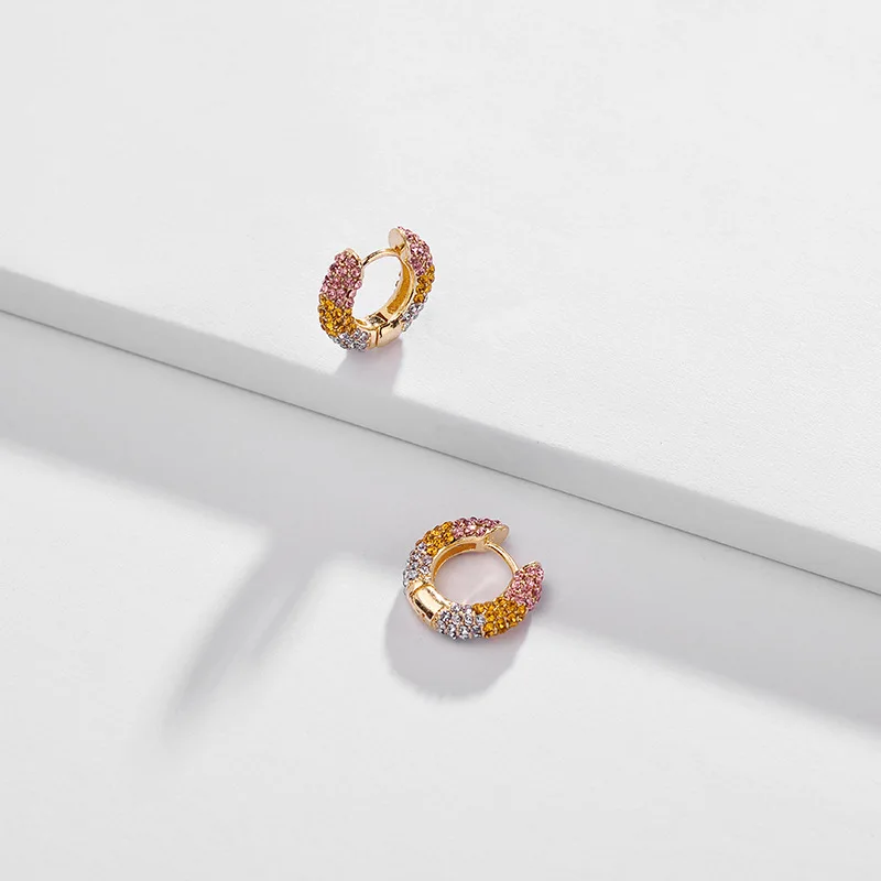 Летние радужные разноцветные медные мини-серьги-кольца для женщин, модные ювелирные изделия, маленькие обручи - Окраска металла: 2