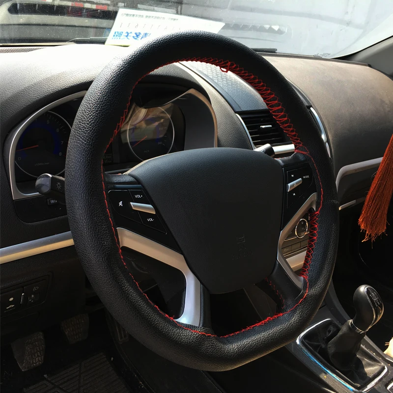 Car Truck PU Leather Steering Wheel Cover With Needles and Thread DIY Black F #Q Car Truck PU Leather Steering Wheel Cover With Needles and Thread DIY Black F #Q