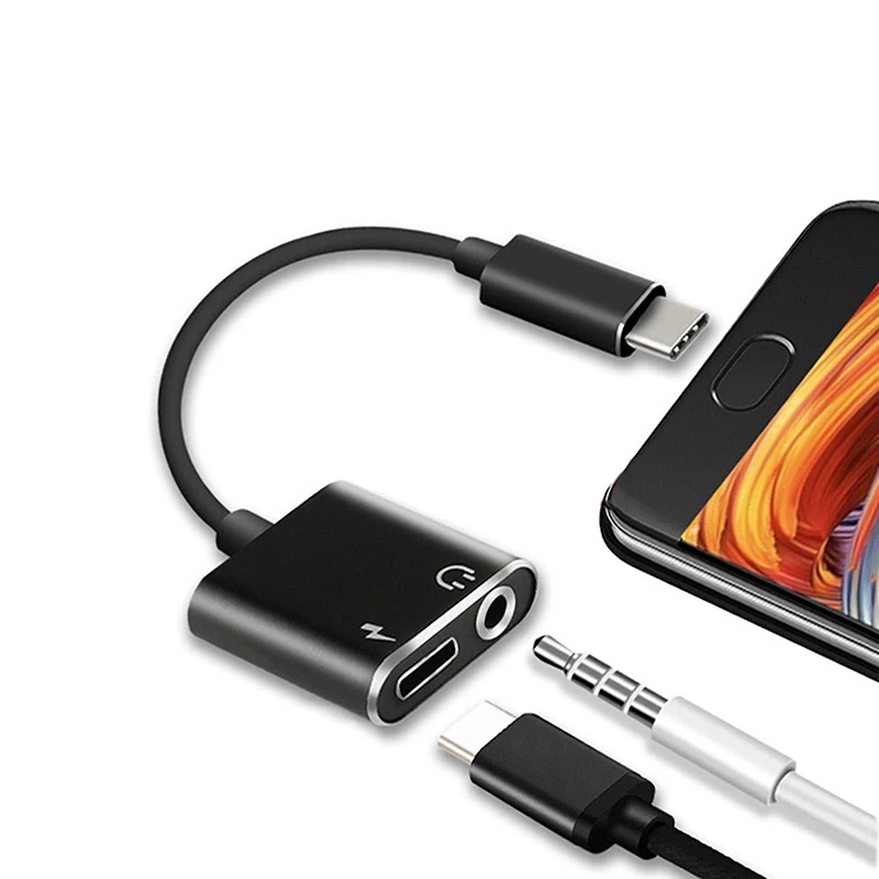 

2 in 1 Type-C To 3.5mm Jack AUX Audio Headphone USB Adapter Charger Cable Supports Charging and Audio Output at the Same Time