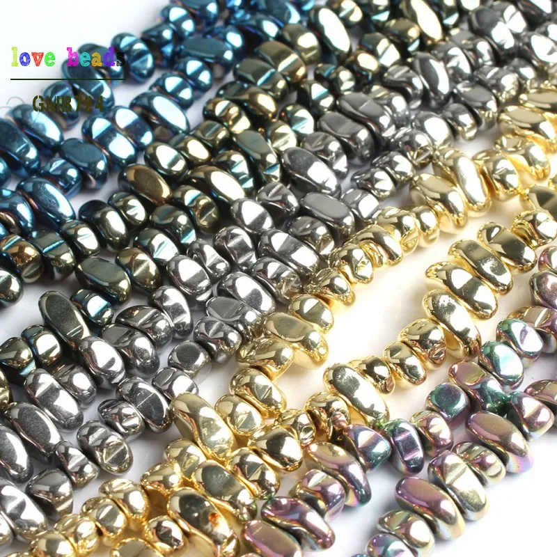 

Natural Stone Hematite Irregular Gravel Stone Loose Spacer Beads for Jewelry Making Diy Bead Bracelet 15'' 3-10mm