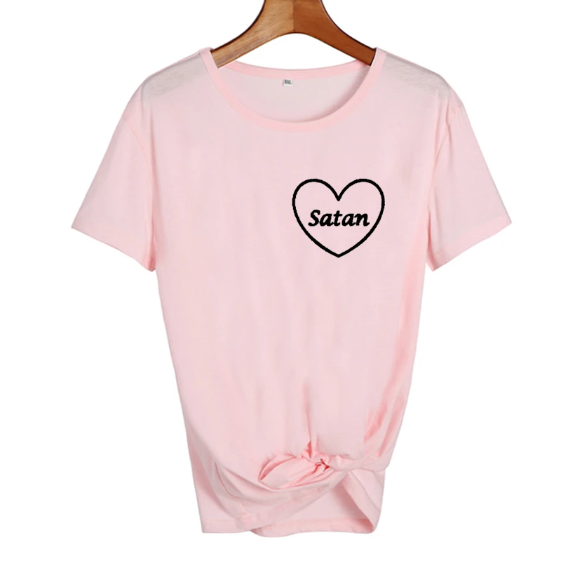 Футболка с карманом и принтом сатаны Рингера, женская черная белая хлопковая Повседневная футболка Tumblr, летние топы для женщин, футболки с графическим принтом Харадзюку