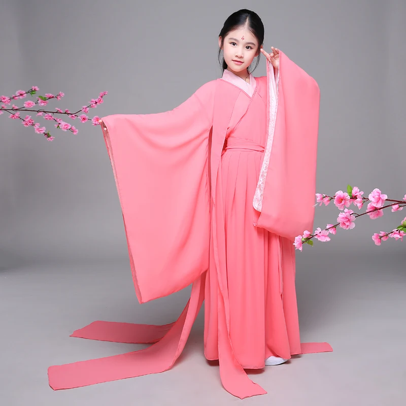 Традиционный Элегантный Hanfu девушки старинный китайский костюм Принцесса Фея народный танец древние костюмы для девочек