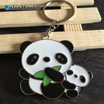 

Cute Panda Car Key chain Metal Auto Key Ring Lovely Chinese Style Gift Pendant
