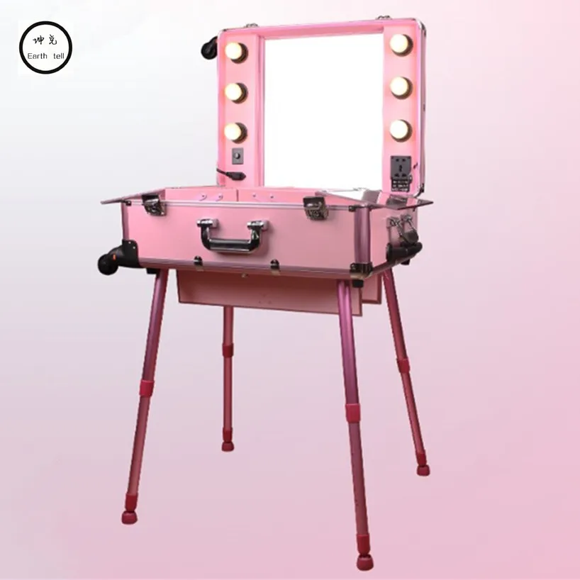 Aluminum frame Professional Rolling Studio Makeup Artist Cosmetic Case