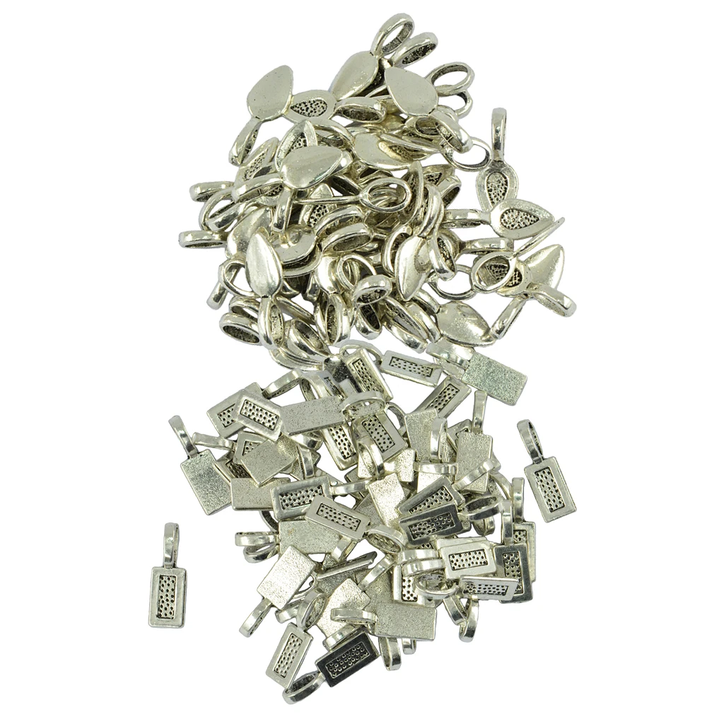 150Pcs Alloy Glue-on Flat Pad Bails Pendant Cabochon Jewellery Making Craft