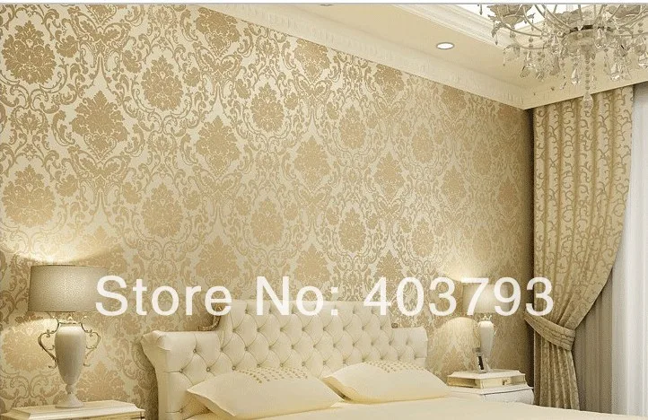 Simple Bedroom Wallpaper simple european style of damascus environmental protection gold Simple Bedroom Wallpaper simple european style of damascus environmental protection gold