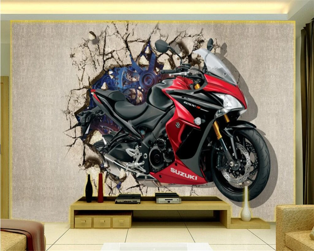 Beibehang tapiz para decoración hogar, pared rota de motocicleta en el fondo de TV 3D, puede personalizar, papel tapiz fotográfico 3d|photo 3d wallpaper|3d wallpaperphoto 3d - AliExpress