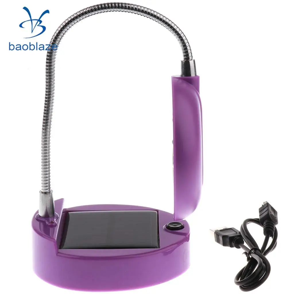 2 Pieces Flexible Gooseneck Style 8 LED Table Lamp Solar / USB Charger Purple
