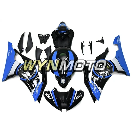 Небесно-черные синие обтекатели в полоску комплект для Yamaha R6 2008- 08-16 лет впрыск АБС пластмасса рамы Обтекатели корпуса мотоцикла