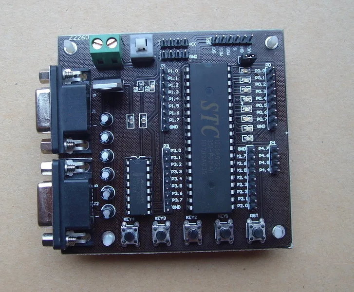 Обтекаемая макетная плата STC12C5A60S2 MCU 232 двойная последовательная коммуникация
